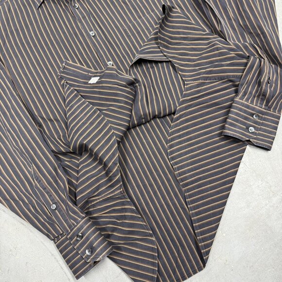 Corneliani Trend Dress Shirt Made in Italy Striped Cotton 43 17 XL - Picture 7 of 9